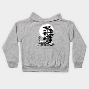 Japanese landscape with leopard Kids Hoodie